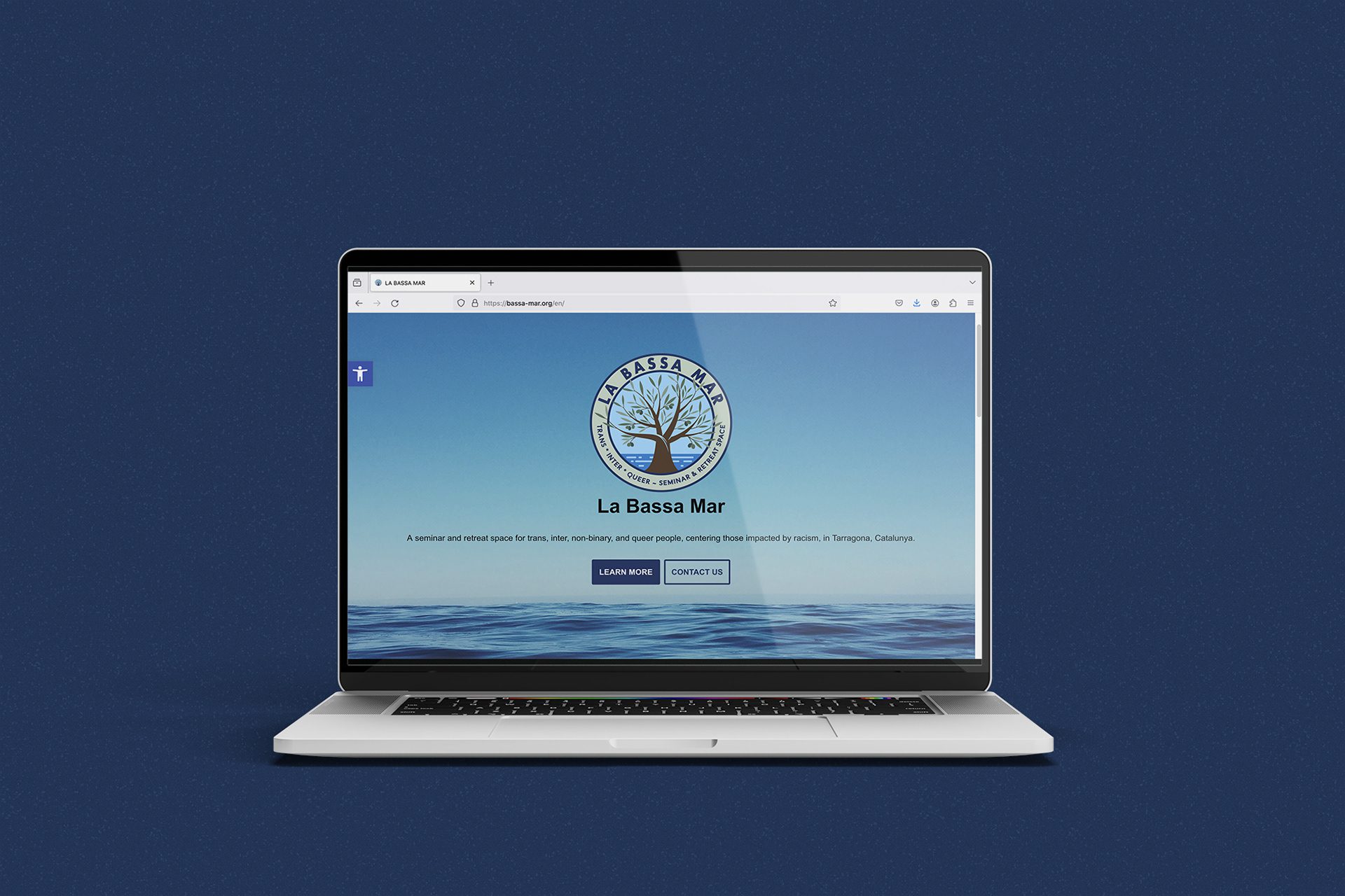 The homepage of the La Bassa Website, shown on a laptop computer.
